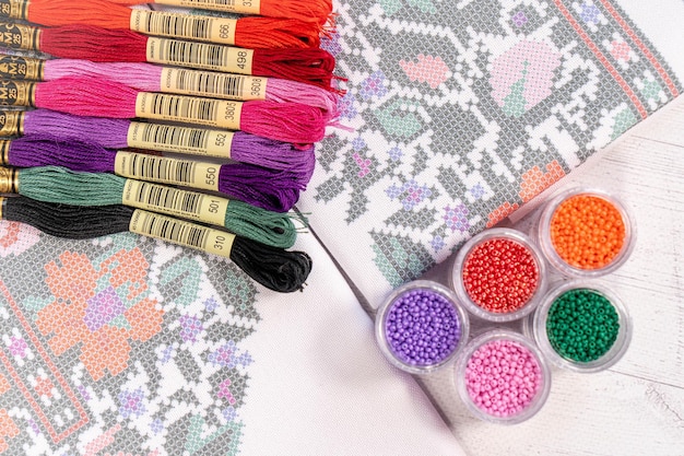 próbki haftów i nici